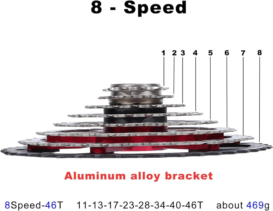 LANXUANR 8 Fach Fahrrad Kassetten ist für Mountainbikes und Rennräder geeignet. Superleicht 11-46T,
