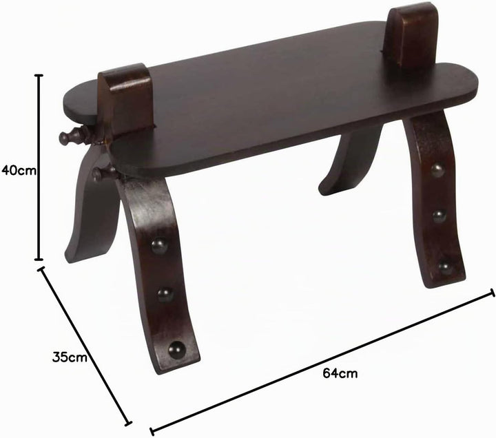 Casa Moro Marokkanischer Kamelhocker Sadia Karamel mit echt Leder-Sitzkissen &amp; klappbarem Holz-Geste
