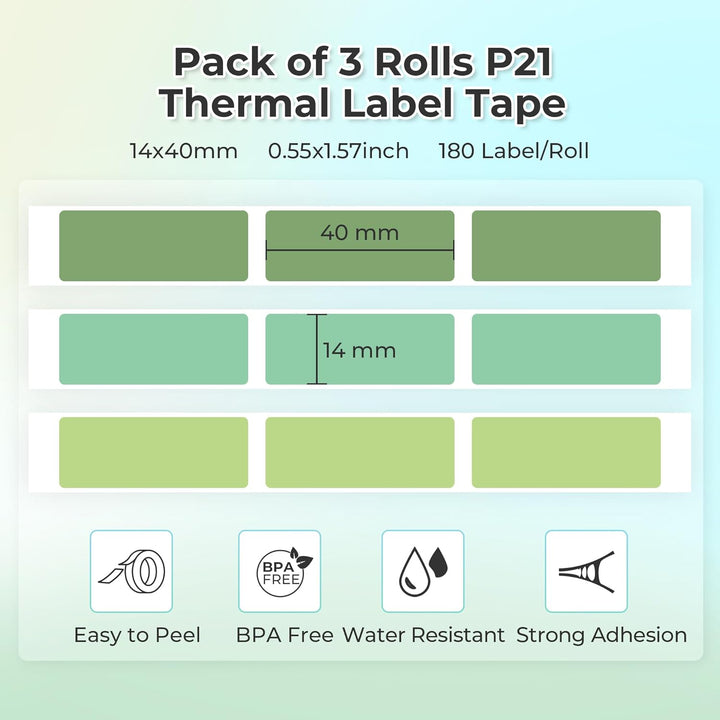 NELKO Original P21 Etikettendruckpapier, 14 x 40 mm, standard-laminierter Etikettenersatz, Mehrzweck