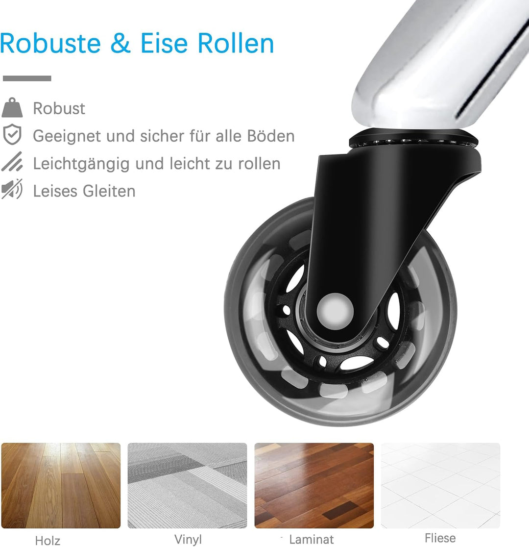 Rollhocker Höhenverstellbar 180 kg Belastbarkeit (Weiss) | 50-62 cm höhenverstellbar, PU-Leder, 360°