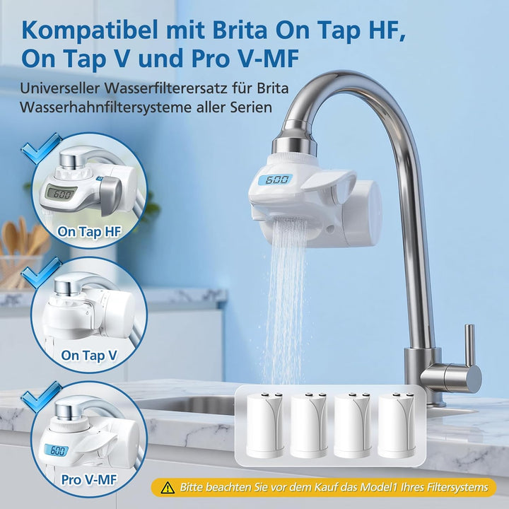 Filterkartusche für Brita On Tap HF/V/V-MF Wasserhahn 600L, Wasserfilter für BRITA On Tap V Filterka