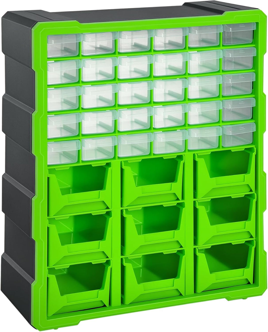 DURHAND Sortierkasten Kleinteilemagazin Teile Box Aufbewahrungsbox 39 Fächer Grün L38 x B16 x H47,5