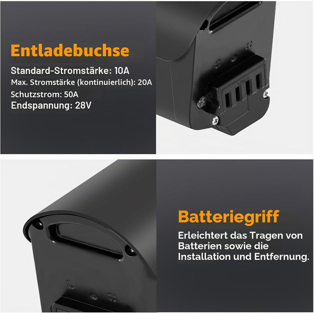 SEASON ebike Akku 36V 14.5Ah Ersatzakku mit 2A Ladegerät, 537Wh Built-in Rahmenakku für Elektrofahrr