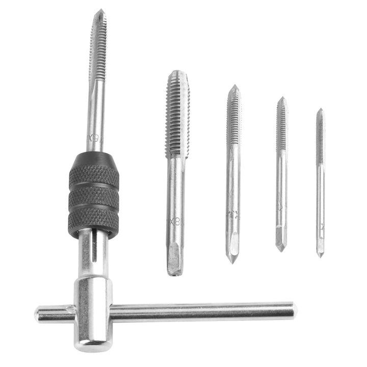 Mesee 5 Stück Hand Gewindeschneider Set, T Griff Windeisen Ratsche, Gewindebohrer Set, Ratschengewin