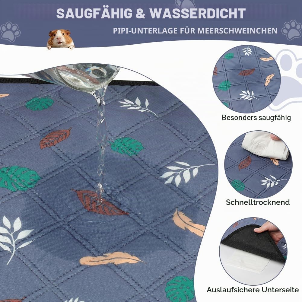 AUYAO Wiederverwendbare PIPI Pads Matte für Meerschweinchen, 2PC Waschbar und 4 Lagen Super Saugfähi