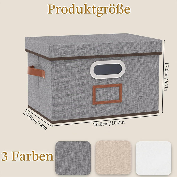 OUTBROS 3 Stück Aufbewahrungsbox mit Deckel, Faltbare Aufbewahrungskorb, Stoffbox mit Griff, Schrank