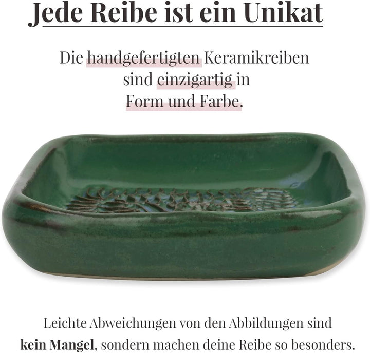 Ceramico Reibeteller &amp; Backpinsel mit Naturborsten, Set aus Keramik für Knoblauch, Ingwer, Muskat, H