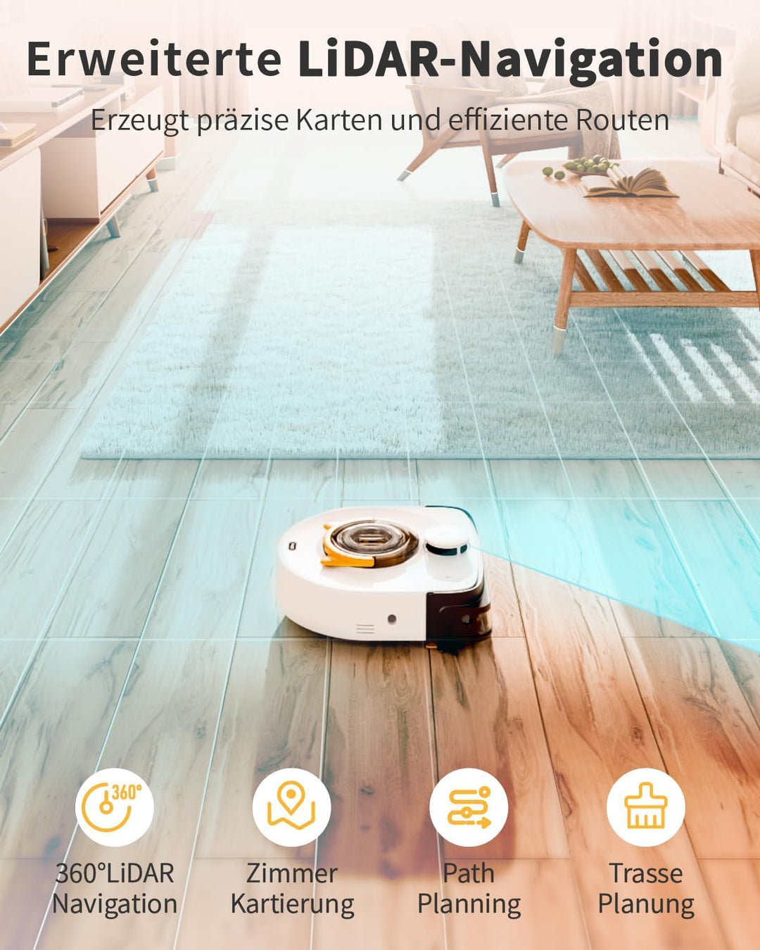 UBPET 22000 Pa Zyklon Staubsauger Roboter, Saugkraft Saugroboter für Tierhaare auf Teppichen und Böd