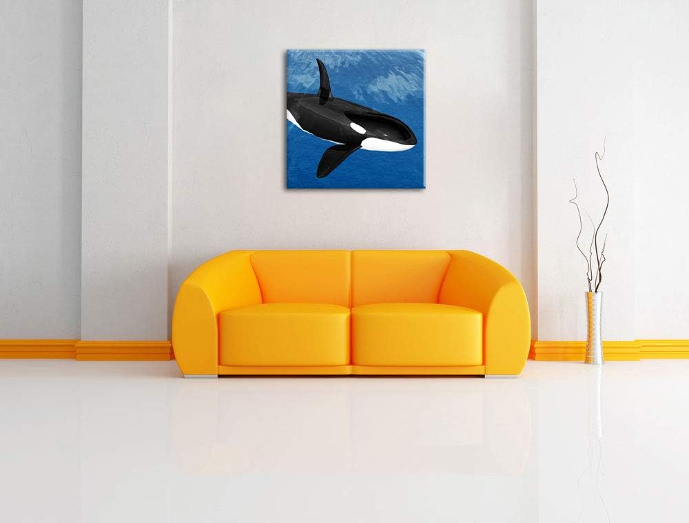 Pixxprint schöner Orca im Meer als Leinwandbild/Grösse: 70x70 cm/Wandbild/Kunstdruck/fertig bespannt