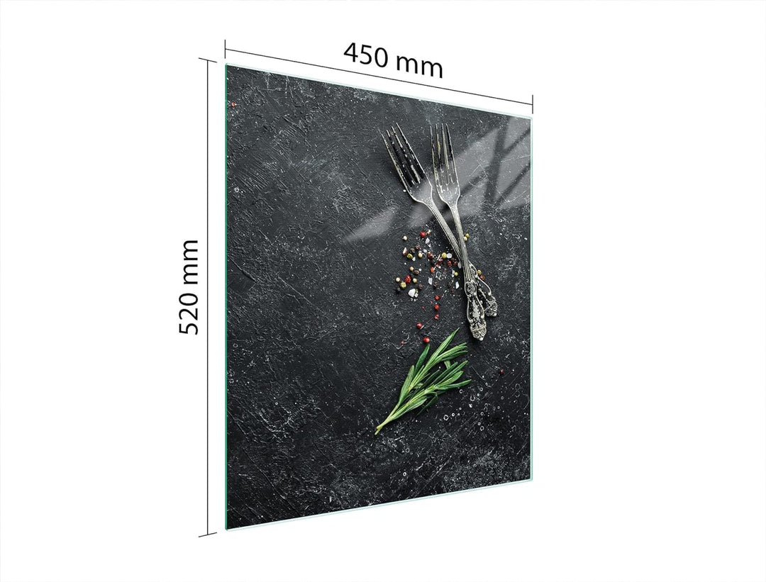 DarHaus Herdabdeckplatte einteilig 45x52 cm Ceranfeld Abdeckung Glas Spritzschutz Abdeckplatte Glasp