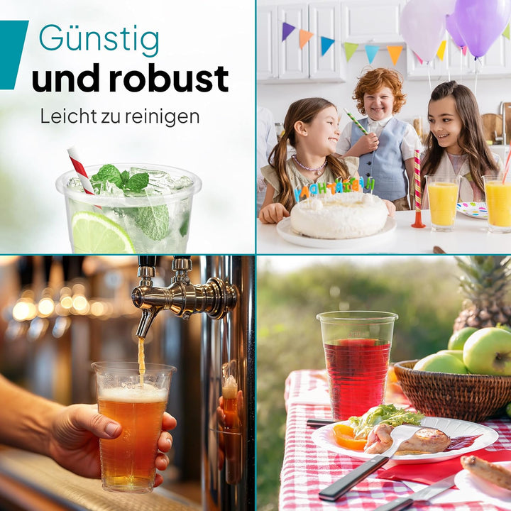 800 Stück Commerline Plastikbecher 0,4L Trinkbecher | Einweg Plastik Becher Einwegbecher Partybecher