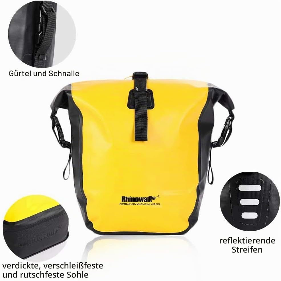 Rhinowalk 20L Fahrradtasche Wasserdicht Gepäckträgertasche Fahrrad Gepäckträger Seitentaschen Rollto