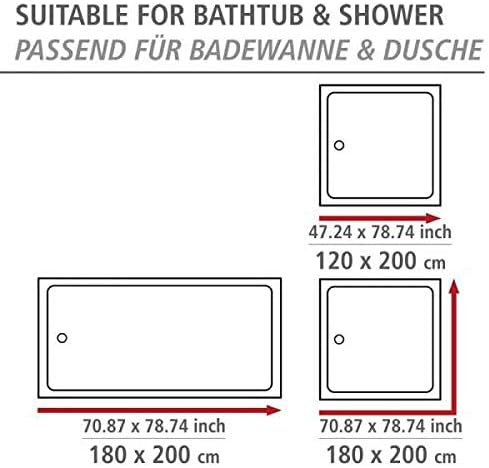 WENKO Anti-Schimmel Duschvorhang Vintage, Textil-Vorhang mit Antischimmel Effekt fürs Badezimmer, wa