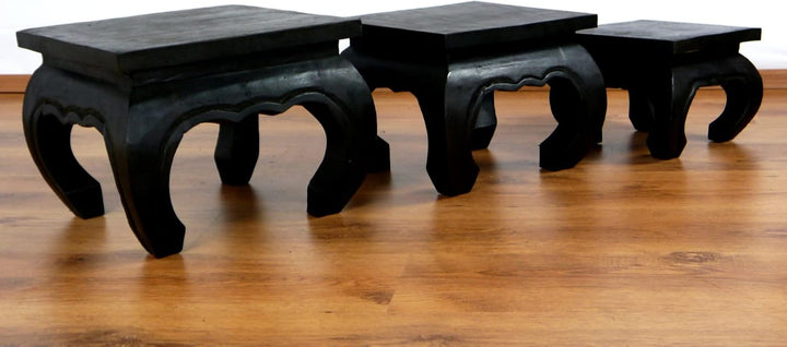 livasia Opiumtisch, Beistelltisch aus Massivholz, Couchtisch, Nachttisch, Hocker (36cm) 36x36cm, 36x