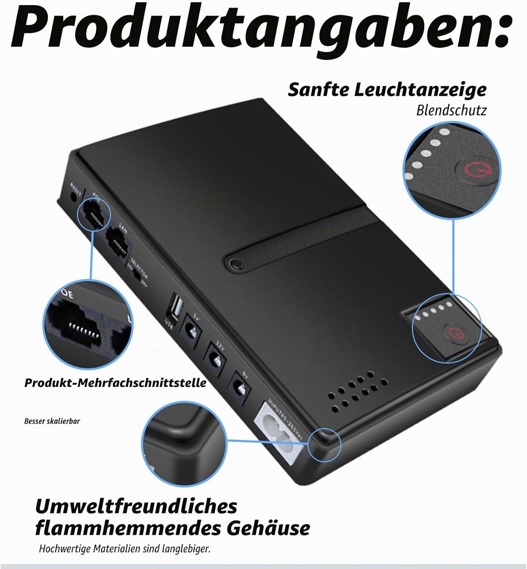 Asixxsix Mini USV, 18W Wiederaufladbare Batterie Backup Unterbrechungsfreie Stromversorgung mit Ausg