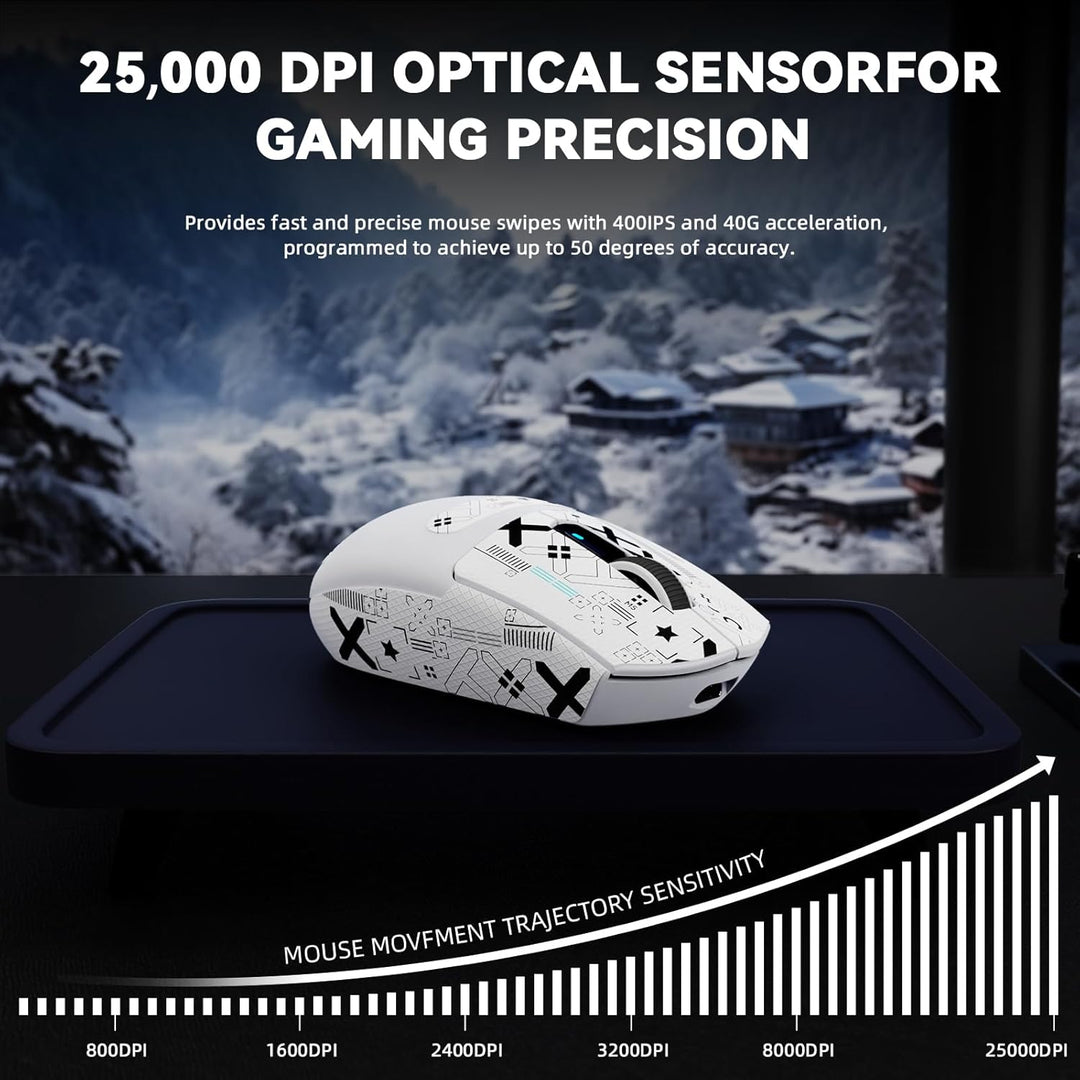 MAMBASNAKE x Attack Shark G3PRO Gaming-Maus mit Magnetischer Ladestation, BT/2.4G Wireless/Kabel, Pi