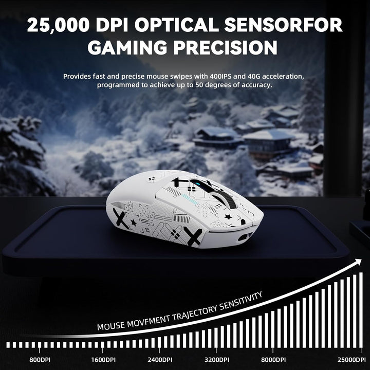 MAMBASNAKE x Attack Shark G3PRO Gaming-Maus mit Magnetischer Ladestation, BT/2.4G Wireless/Kabel, Pi