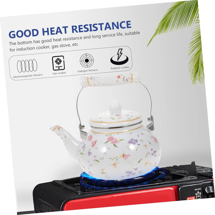 OUNONA Wasserkessel Emaille Teekessel Retro Wasserkocher Gasherd Camping Kaffeekanne Vintage Wassert