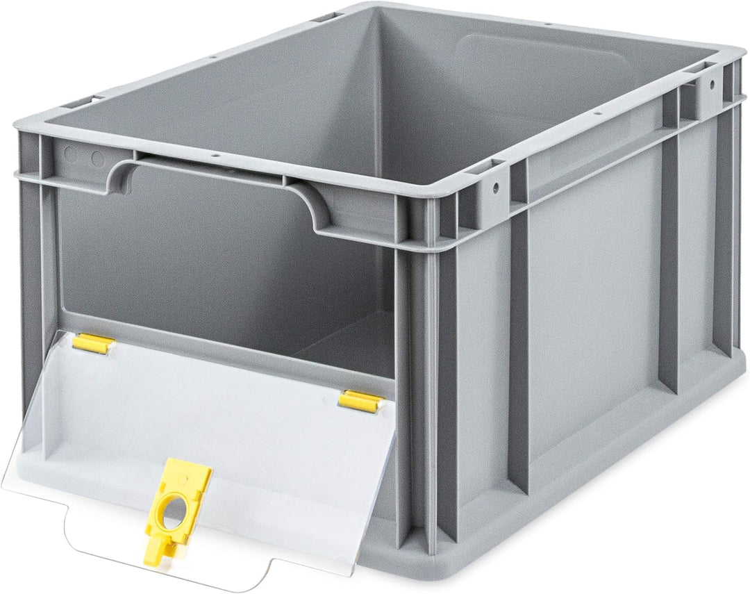 aidB Eurobox NextGen Insight Cover gelb, 400x300x220 mm, Cover niedrig, robuste Regalbox mit Entnahm