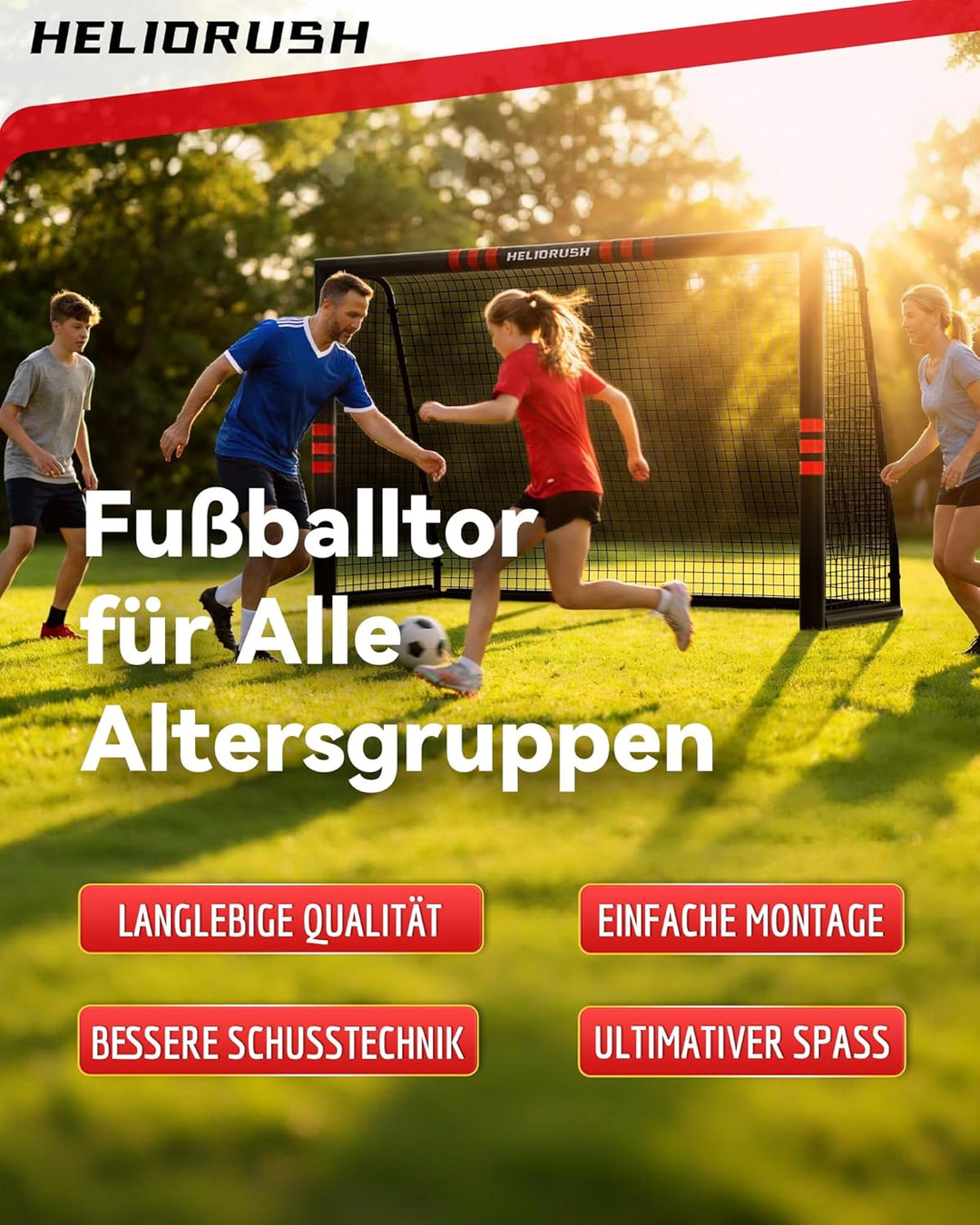 Fussballtor für Garten Kinder - 32mm Stahlrahmen & EPE-Polsterung, Wetterfestes Tor Set mit 33-lagig