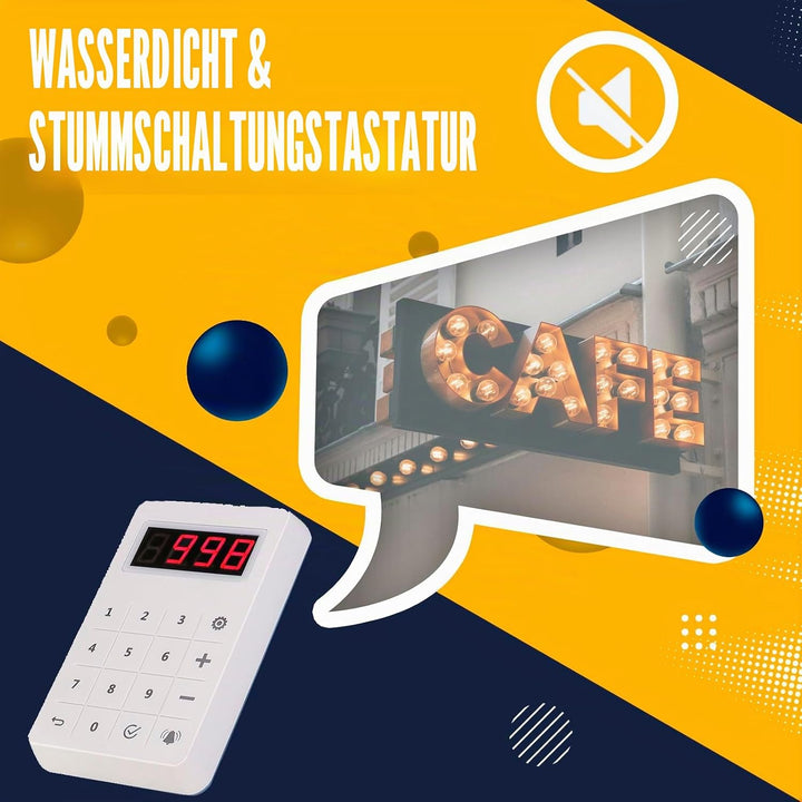Retekess TD158 Pager Rufsystem, 500M Restaurant Pager System, LED Digitalanzeige, PC Material, Einfa