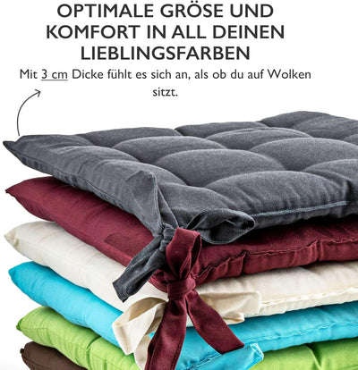 etérea Sitzkissen Stuhl 40x40 2er Set innen - Stuhlkissen Türkis - Sitzauflage Stuhl, Gartenstuhl, I