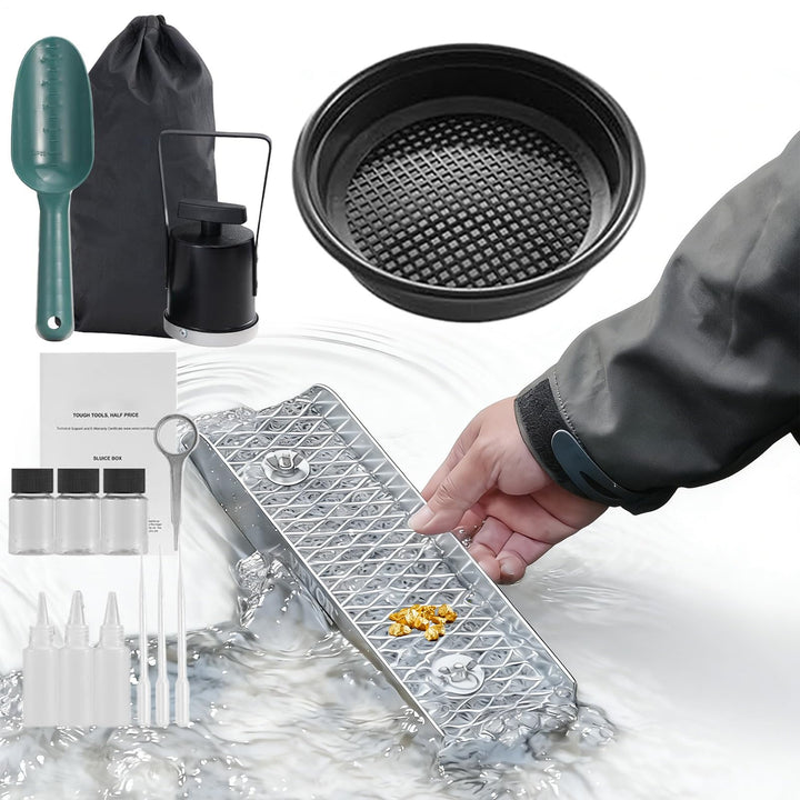 Goldwaschset,mit Goldwaschrinne und tragbaren Werkzeugen,Goldgräber-Ausrüstung | für Outdoor-Abenteu