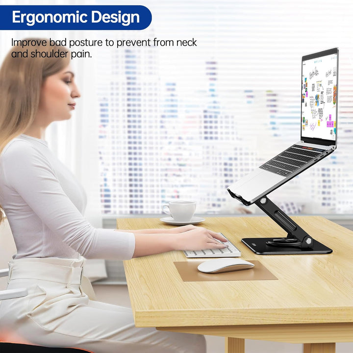 BESIGN LS11 Laptop ständer mit 360 Drehbarer Basis, Verstellbarer ergonomischer Notebook-Ständer, La
