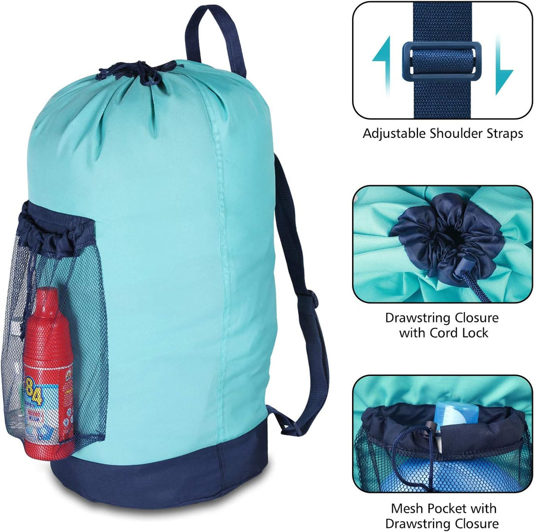 Dalykate Backpack Laundry Bag, Laundry Backpack with Shoulder Straps Backpack Clothes Hamper Bag Bla
