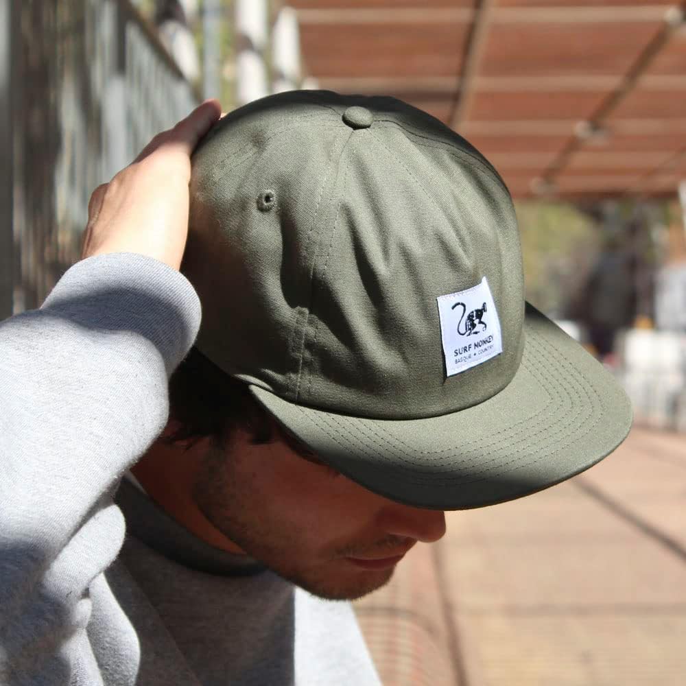 SURF MONKEY 5 Panels Herren/Damen Kappe - 100% Bio-Baumwolle - Einheitsgrösse Einheitsgrösse Grün, E
