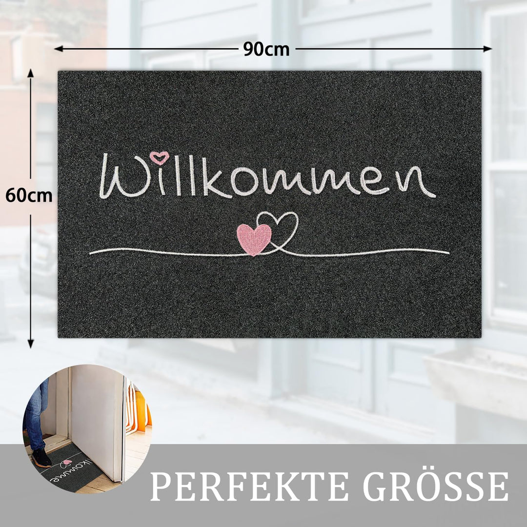 AAZZKANG Türmatte Lang Aussen Innen Willkommen Fussmatten 90 x 60 cm mit Dauerhaft rutschfest Gummi