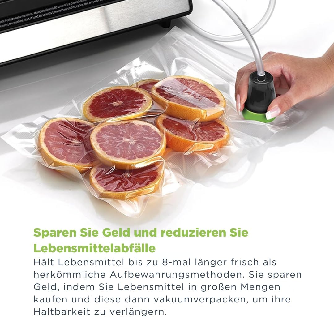 LAICA VT3240 Vakuumiergerät für Lebensmittel mit extra Zubehör für Vakuumbeutel - Automatische Heiss