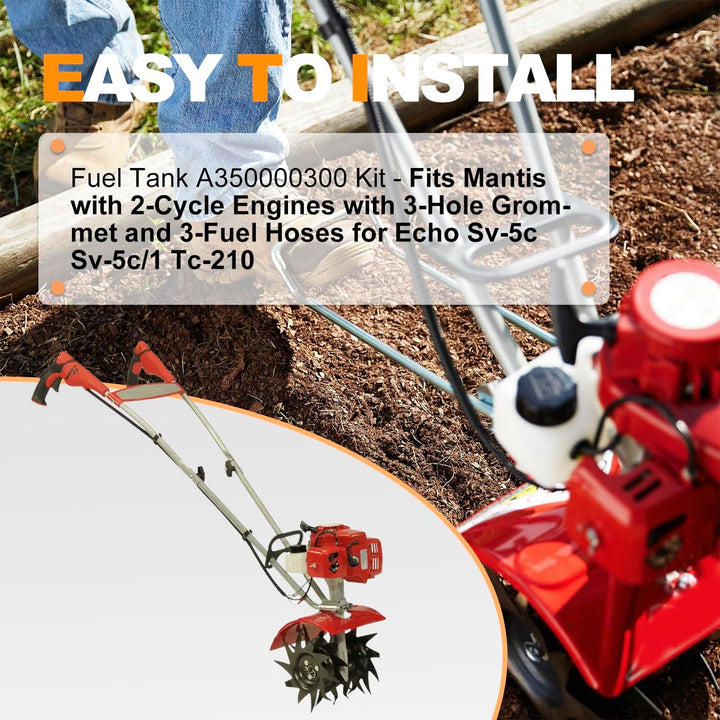 A350000300 Fuel Gas Tank Kit for Echo Fits Mantis with 2-Cycle Engines with 3-Hole Grommet and 3-Fue