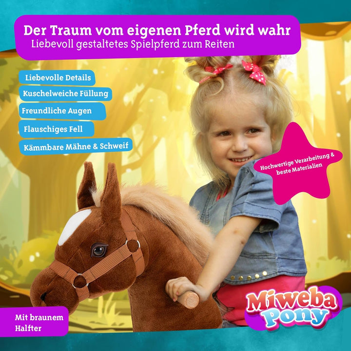 Miweba Pony Amadeus | Reitpferd auf Rollen - Pferd für Kinder - Schaukelpferd - Schaukeltier - Kusch