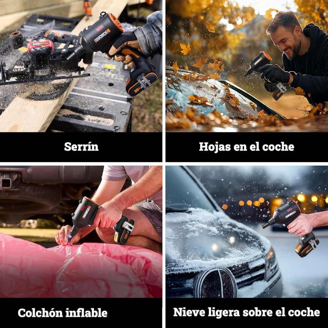 WORX 20V Akku-Staubbläser mit bürstenlosem Motor, elektrisches Luftgebläse zum Reinigen, Aufblasgerä