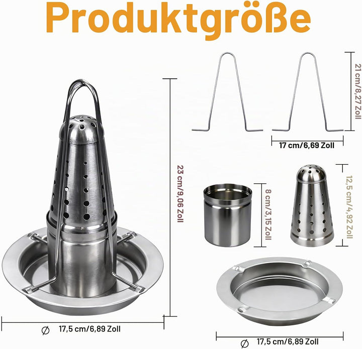 Hähnchenbräter, Edelstahl Hähnchengrill Hähnchenhalter Grill Hähnchengriller Geflügelbräter mit Abtr