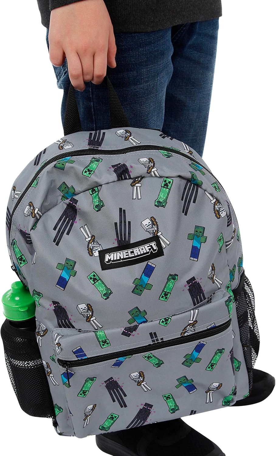 Minecraft Schulranzen Set | Creeper Kinderrucksack | Schulrucksäcke, Brotdosen & Wasserflaschen Set
