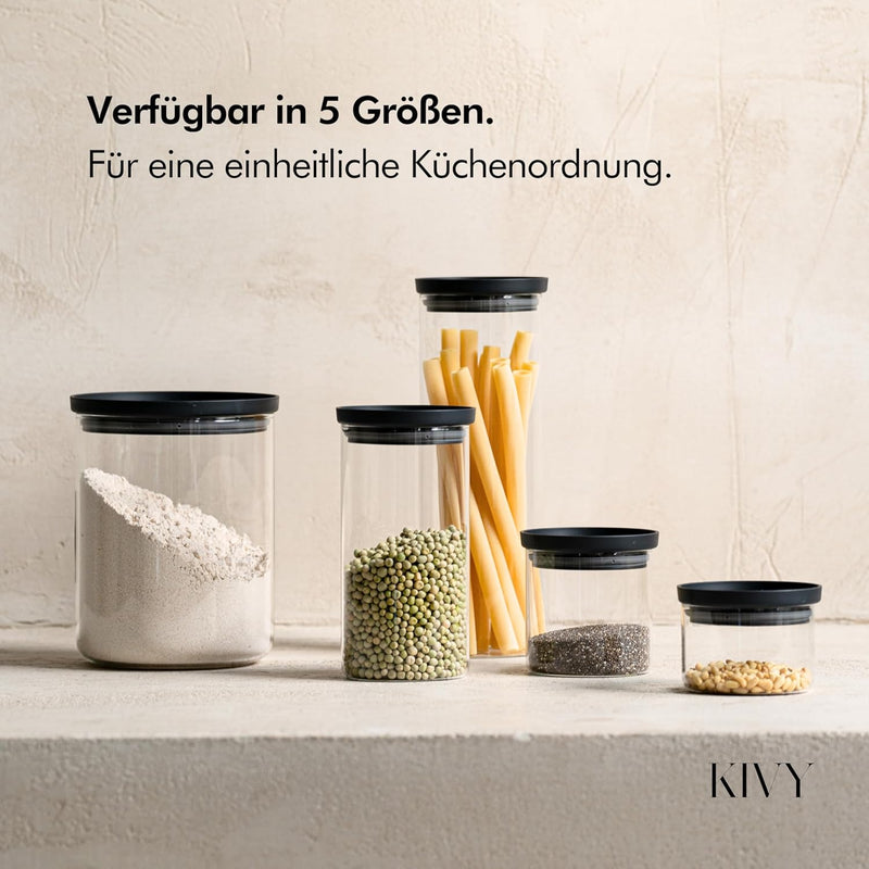 KIVY Vorratsgläser mit transparenten Glasdeckel [4x 500ml] Luftdichte Aufbewahrungsgläser mit Deckel