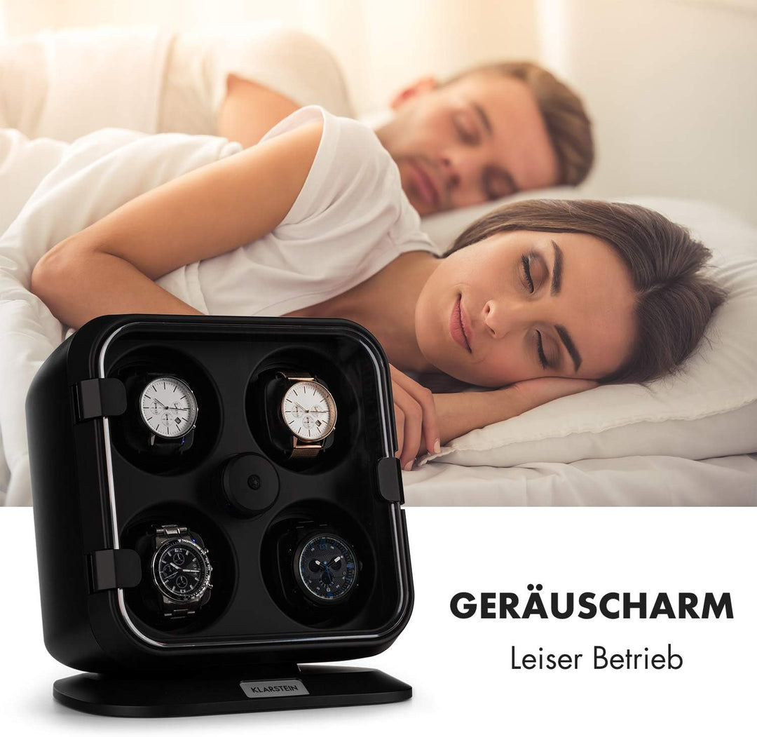 Klarstein Uhrenbeweger für 4 Uhren, Automatik-Uhrenbeweger für Damen & Herren, Uhrenbeweger für Auto