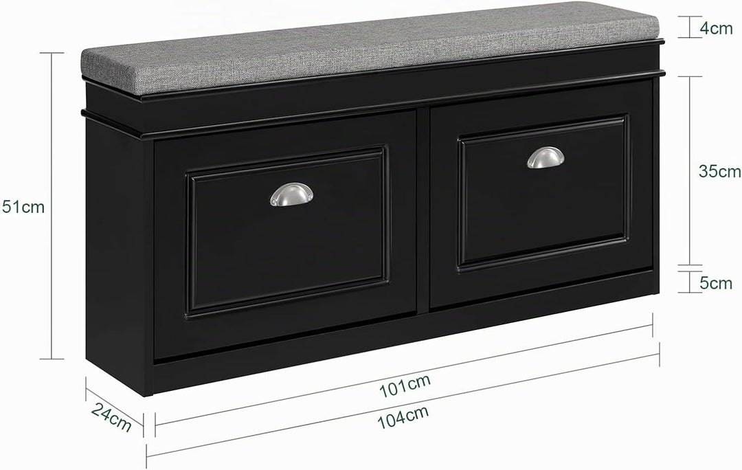 SoBuy Schuhbank mit Sitzfläche Sitzbank mit Stauraum und 2 Klappen, schmaler Schuhschrank mit Sitzba