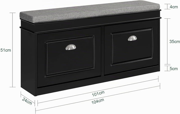 SoBuy Schuhbank mit Sitzfläche Sitzbank mit Stauraum und 2 Klappen, schmaler Schuhschrank mit Sitzba