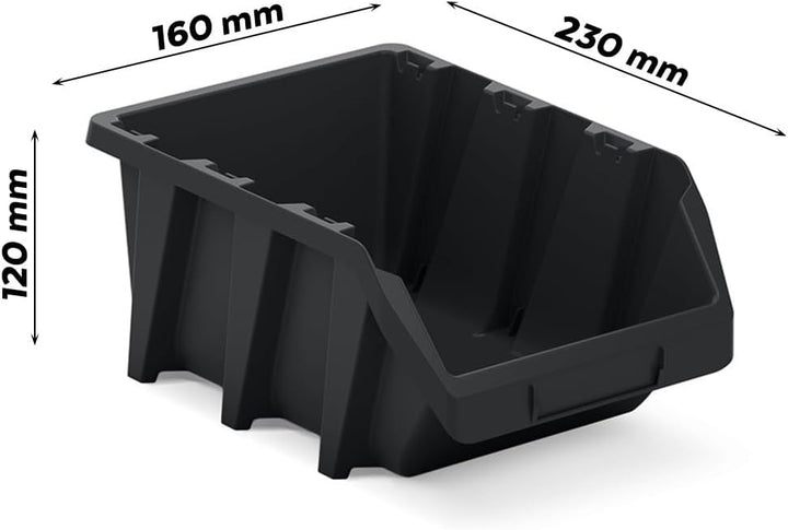 magubo Werkstatt-Stapelkiste, Stapelbox aus PP Kunststoff, Schwarz Rot ,Sichtlagerbox in verschieden