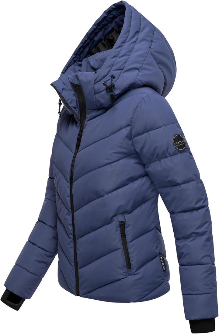 MARIKOO Damen Winterjacke warme Steppjacke mit abnehmbarer Kapuze Samuiaa XVI XS-3XL XS Blue Violet,
