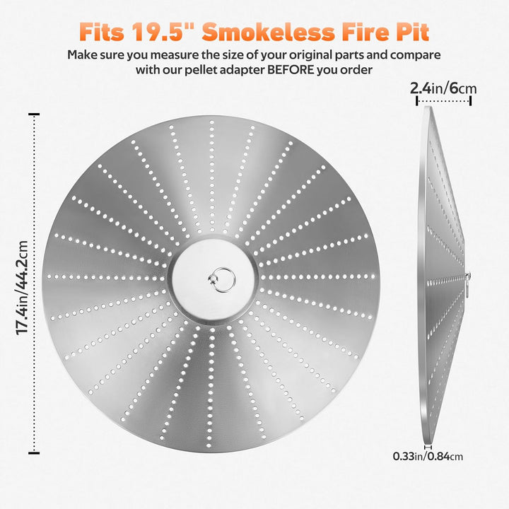Onlyfire Pellet Adapter für Solo Stove Bonfire 19.5"/49.53cm Feuerschale, Edelstahl Rauchfreier Feue