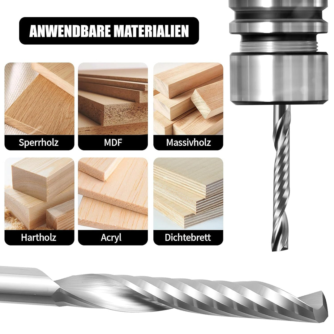 5 Stück Schaftfräser 3,175 mm Schaft Downcut 17 mm Schnittlänge CNC Fräser Nutfräser aus Hartmetall