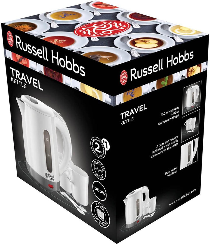Russell Hobbs Wasserkocher klein [0,85l Reisewasserkocher mit weltweiter Spannungsanpassung] Travel