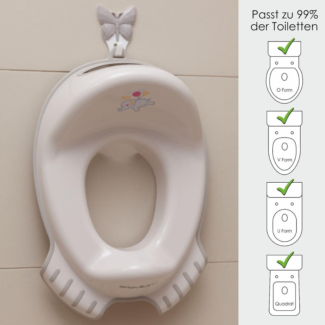 BABYLON Flipper Kinder Toilettensitz, mit Haken, Antirutsch, Grau, Grau