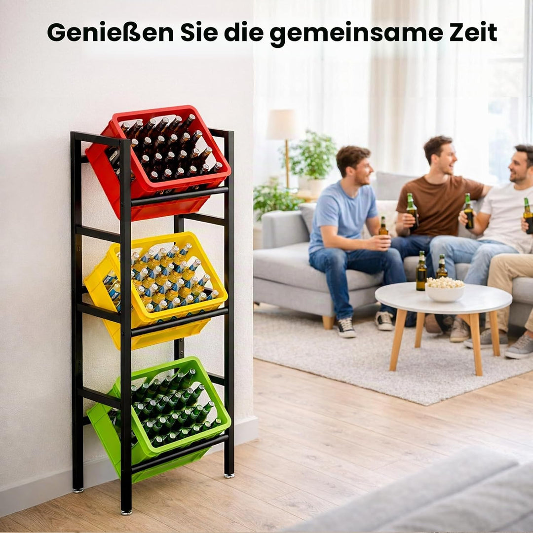 ViviDreamore 3-stufiges Getränkekistenregal, Schwerlast Metall Bierkistenregal für Bier, Wasser, 3 K