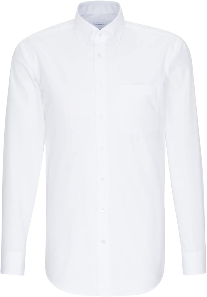 Seidensticker Herren Regular Bügelfrei Button-down Langarm Businesshemd 46 Weiss (White 000), 46 Wei