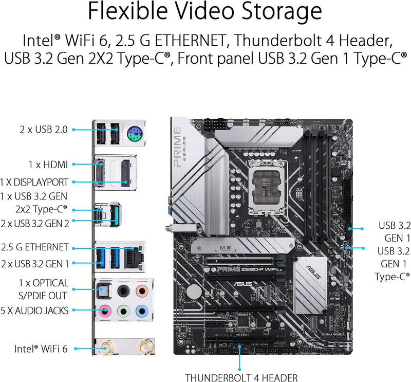 ASUS PRIME Z690-P WIFI Gaming Mainboard Sockel Intel LGA 1700 (Intel Z690, ATX, PCIe 5.0, DDR5-Speic
